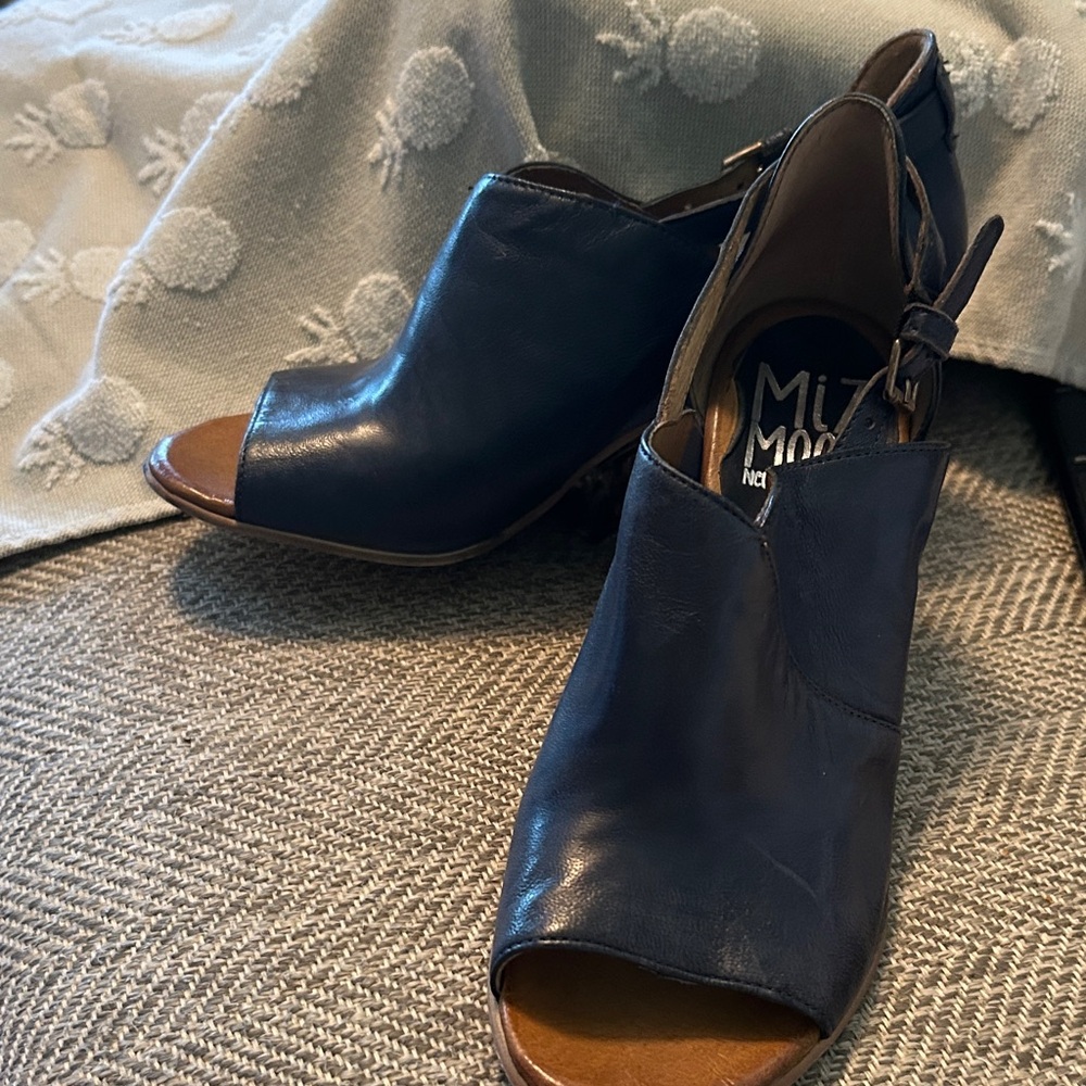 Miz Mooz Dark Blue Peep Toe Heels